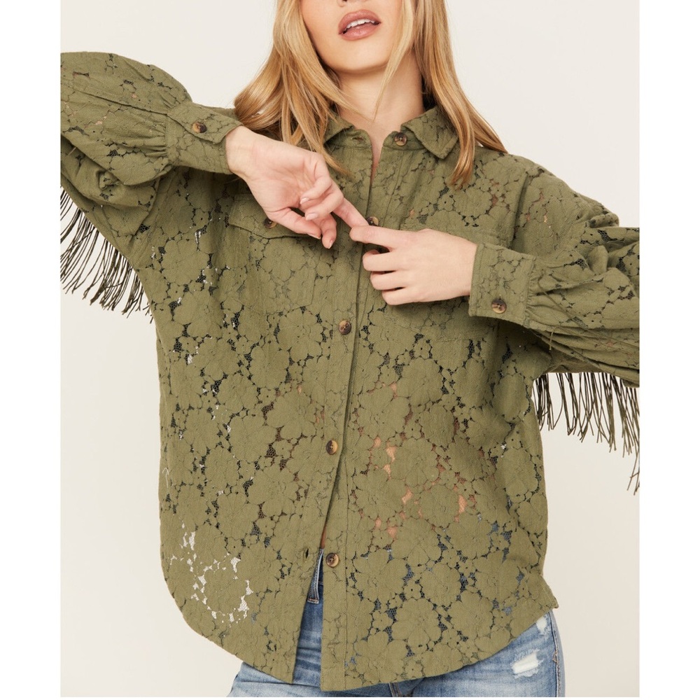 Shyanne Lace Fringe Button Down Shirt